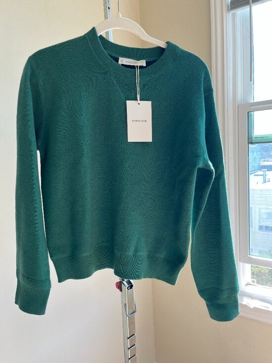 Everlane Sweaters - EVERLANE Double Knit Crew in Cotton Merino | Hunter Green